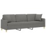 Sofá 3 plazas con almohadas y cojines tela gris oscuro 210 cm de , Sofás - Ref: Foro24-3153154, Precio: 281,35 €, Descuento: %