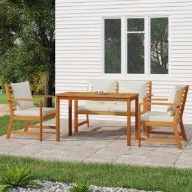 4-piece garden dining set with solid acacia wood cushions by , Garden sets - Ref: Foro24-3154978, Price: 470,52 €, Discount: %