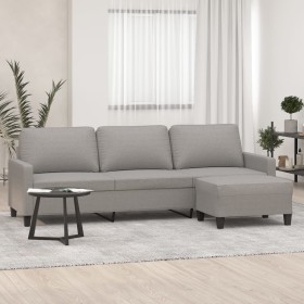 Sofá de 3 plazas con taburete de tela gris claro 210 cm de , Sofás - Ref: Foro24-3153375, Precio: 301,99 €, Descuento: %