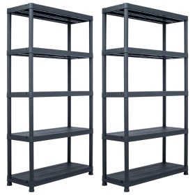 Plastic shelf 2 units 250 kg 80x40x180 cm black by , Industrial shelving - Ref: Foro24-276260, Price: 225,99 €, Discount: %