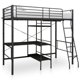 Bunk bed structure with black metal table 90x200 cm by , Beds and slatted bases - Ref: Foro24-287907, Price: 357,89 €, Discou...