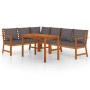 Garden dining set and cushions 5 pieces solid acacia wood by , Garden sets - Ref: Foro24-3154967, Price: 610,23 €, Discount: %