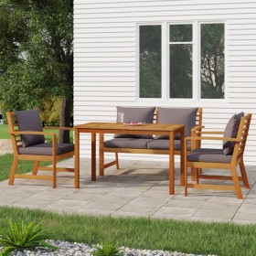 4-piece garden dining set with solid acacia wood cushions by , Garden sets - Ref: Foro24-3154979, Price: 415,99 €, Discount: %