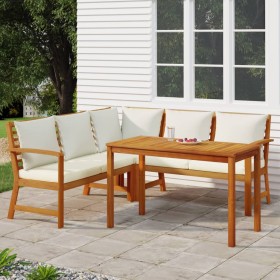 4-piece garden dining set with solid acacia wood cushions by , Garden sets - Ref: Foro24-3154962, Price: 495,99 €, Discount: %