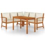 4-piece garden dining set with solid acacia wood cushions by , Garden sets - Ref: Foro24-3154962, Price: 534,43 €, Discount: %