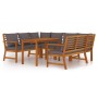 Garden dining set with 7 solid acacia wood pieces and cushions. by , Garden sets - Ref: Foro24-3154975, Price: 791,76 €, Disc...