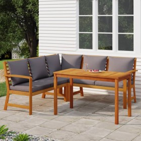 Garden dining set 4 pieces with solid acacia wood and cushions by , Garden sets - Ref: Foro24-3154963, Price: 530,10 €, Disco...