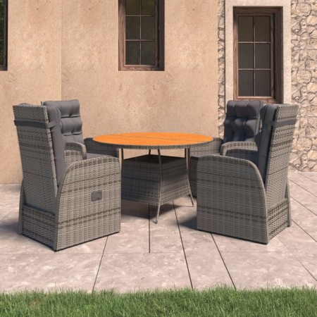 Garden dining set 5 pieces synthetic rattan and gray cushions by , Garden sets - Ref: Foro24-3059352, Price: 777,99 €, Discou...