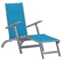 Garden lounger with footrest and cushion in solid acacia wood by , Loungers - Ref: Foro24-3064033, Price: 210,78 €, Discount: %