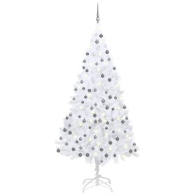 Árbol de Navidad preiluminado con luces y bolas blanco 240 cm de , Arboles de navidad - Ref: Foro24-3077715, Precio: 134,53 €...