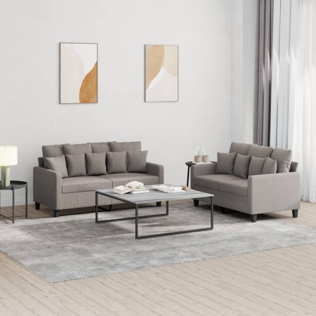 Sofa set with cushions 2 pieces taupe gray fabric by , Sofas - Ref: Foro24-3201655, Price: 464,24 €, Discount: %