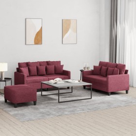 Sofa set with cushions 3 pieces red fabric by , Sofas - Ref: Foro24-3201662, Price: 521,67 €, Discount: %