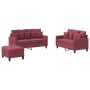 Sofa set with cushions 3 pieces red fabric by , Sofas - Ref: Foro24-3201662, Price: 522,99 €, Discount: %