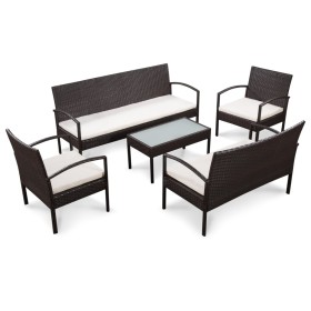 5-piece garden furniture set and brown synthetic rattan cushions by vidaXL, Garden sets - Ref: Foro24-44184, Price: 340,99 €,...