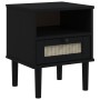 SENJA nightstand rattan look black pine wood 40x35x48 cm by , Nightstands - Ref: Foro24-358012, Price: 43,00 €, Discount: %