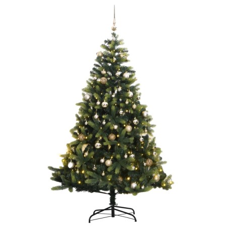 Árbol de Navidad artificial con bisagras 300 LED y bolas 180 cm de , Arboles de navidad - Ref: Foro24-3210404, Precio: 159,99...