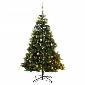 Artificial Christmas tree with hinges 300 LED and balls 210 cm by , Christmas trees - Ref: Foro24-3210375, Price: 189,00 €, D...