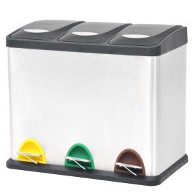 Cubo de reciclaje y basura con pedal acero inoxidable 24 L de vidaXL, Cubos de la basura y papeleras - Ref: Foro24-50601, Pre...