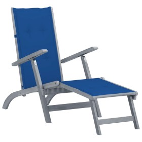 Garden lounger with footrest and cushion in solid acacia wood by , Loungers - Ref: Foro24-3064039, Price: 209,99 €, Discount: %