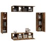 TV furniture set 6 pieces smoked oak plywood by , TV Furniture - Ref: Foro24-3120245, Price: 208,79 €, Discount: %