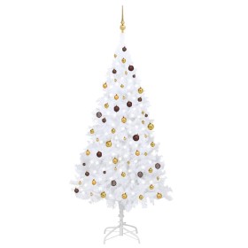 Árbol de Navidad preiluminado con luces y bolas blanco 240 cm de , Arboles de navidad - Ref: Foro24-3077543, Precio: 158,53 €...