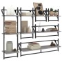 Wall shelves with bars 6 pieces Sonoma gray engineered wood by , Shelves and shelves - Ref: Foro24-836271, Price: 66,99 €, Di...