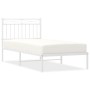 Metal bed frame with white headboard 90x190 cm by , Beds and slatted bases - Ref: Foro24-373732, Price: 61,42 €, Discount: %