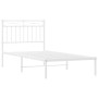 Metal bed frame with white headboard 90x190 cm by , Beds and slatted bases - Ref: Foro24-373732, Price: 61,42 €, Discount: %