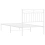 Metal bed frame with white headboard 90x190 cm by , Beds and slatted bases - Ref: Foro24-373732, Price: 61,42 €, Discount: %