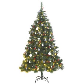 Árbol de Navidad artificial con bisagras 300 LED y bolas 210 cm de , Arboles de navidad - Ref: Foro24-3210250, Precio: 136,78...