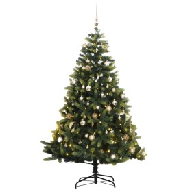 Artificial Christmas tree with hinges 300 LED and balls 210 cm by , Christmas trees - Ref: Foro24-3210405, Price: 194,86 €, D...