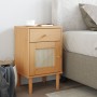 Mesita noche SENJA aspecto ratán madera pino marrón 40x35x65 cm de , Mesitas de noche - Ref: Foro24-358013, Precio: 51,05 €, ...