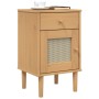 Mesita noche SENJA aspecto ratán madera pino marrón 40x35x65 cm de , Mesitas de noche - Ref: Foro24-358013, Precio: 51,05 €, ...