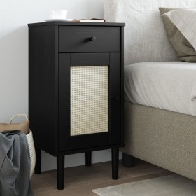 SENJA nightstand rattan look black pine wood 40x35x80 cm by , Nightstands - Ref: Foro24-358018, Price: 63,74 €, Discount: %