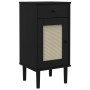 Mesita noche SENJA aspecto ratán madera pino negro 40x35x80 cm de , Mesitas de noche - Ref: Foro24-358018, Precio: 63,74 €, D...