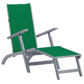 Garden lounge chair with footrest and solid acacia wood cushion. by , Loungers - Ref: Foro24-3064034, Price: 209,99 €, Discou...