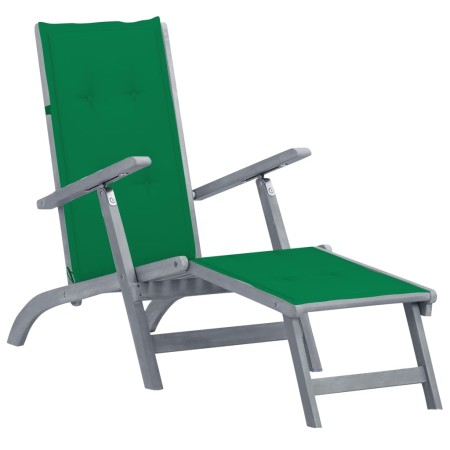 Garden lounge chair with footrest and solid acacia wood cushion. by , Loungers - Ref: Foro24-3064034, Price: 210,47 €, Discou...