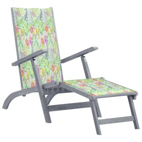 Garden lounge chair with footrest and solid acacia wood cushion. by , Loungers - Ref: Foro24-3064041, Price: 215,99 €, Discou...