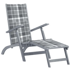 Garden lounge chair with footrest and solid acacia wood cushion. by , Loungers - Ref: Foro24-3064043, Price: 211,99 €, Discou...