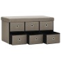 Folding storage bench in synthetic taupe linen 76x38x38 cm by , Benches for halls and storage - Ref: Foro24-338817, Price: 60...