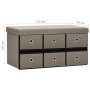 Folding storage bench in synthetic taupe linen 76x38x38 cm by , Benches for halls and storage - Ref: Foro24-338817, Price: 60...