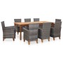 Set de comedor 9 pzas ratán sintético madera maciza acacia gris de , Conjuntos de jardín - Ref: Foro24-46002, Precio: 670,36 ...