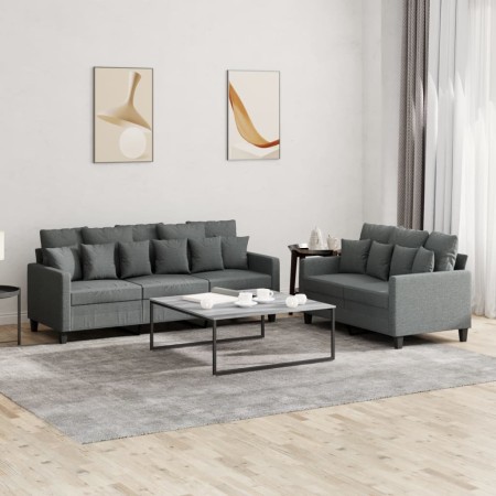 Set Sofas mit 2 Stück Kissen dunkelgrauer Stoff von , Sofas - Ref: Foro24-3201665, Preis: 522,34 €, Rabatt: %