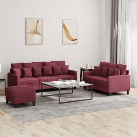 Sofa set with cushions 3 pieces red fabric by , Sofas - Ref: Foro24-3201678, Price: 572,94 €, Discount: %