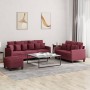 Sofa set with cushions 3 pieces red fabric by , Sofas - Ref: Foro24-3201678, Price: 572,48 €, Discount: %