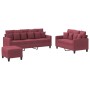 Sofa set with cushions 3 pieces red fabric by , Sofas - Ref: Foro24-3201678, Price: 572,48 €, Discount: %