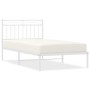 Estructura de cama de metal con cabecero blanco 100x190 cm de , Camas y somieres - Ref: Foro24-373734, Precio: 65,32 €, Descu...