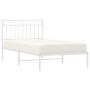 Metal bed frame with white headboard 100x190 cm by , Beds and slatted bases - Ref: Foro24-373734, Price: 65,32 €, Discount: %