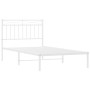 Estructura de cama de metal con cabecero blanco 100x190 cm de , Camas y somieres - Ref: Foro24-373734, Precio: 65,32 €, Descu...