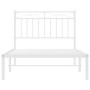 Metal bed frame with white headboard 100x190 cm by , Beds and slatted bases - Ref: Foro24-373734, Price: 65,32 €, Discount: %